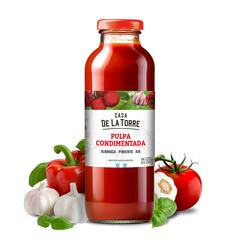 Pulpa condimentada con albahaca, pimiento y ajo 500 g.