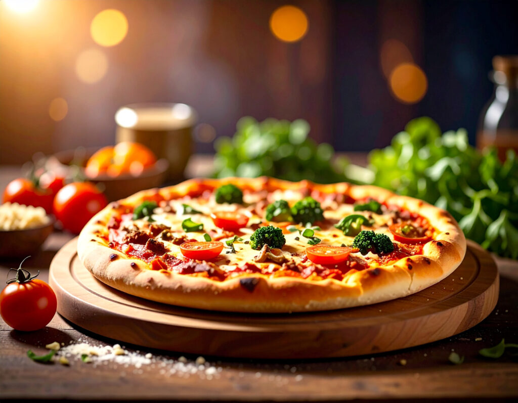 Pizza de tomate cherry y brócoli