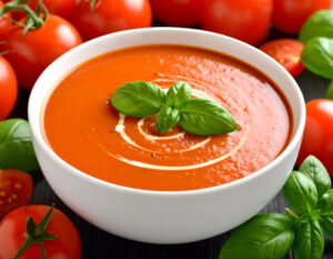 Sopa de tomate y albahaca